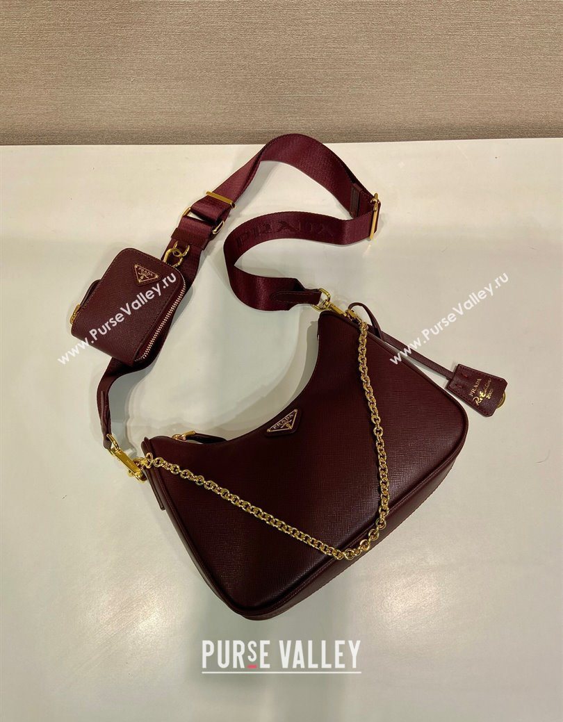 Prada Re-Edition 2005 Saffiano leather bag Burgundy 2025 1BH204 (YZ-250929034)