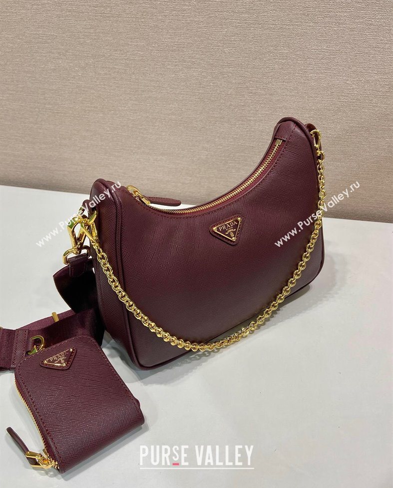 Prada Re-Edition 2005 Saffiano leather bag Burgundy 2025 1BH204 (YZ-250929034)