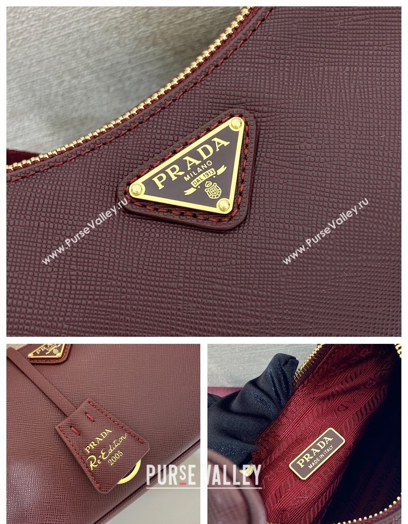 Prada Re-Edition 2005 Saffiano leather bag Burgundy 2025 1BH204 (YZ-250929034)