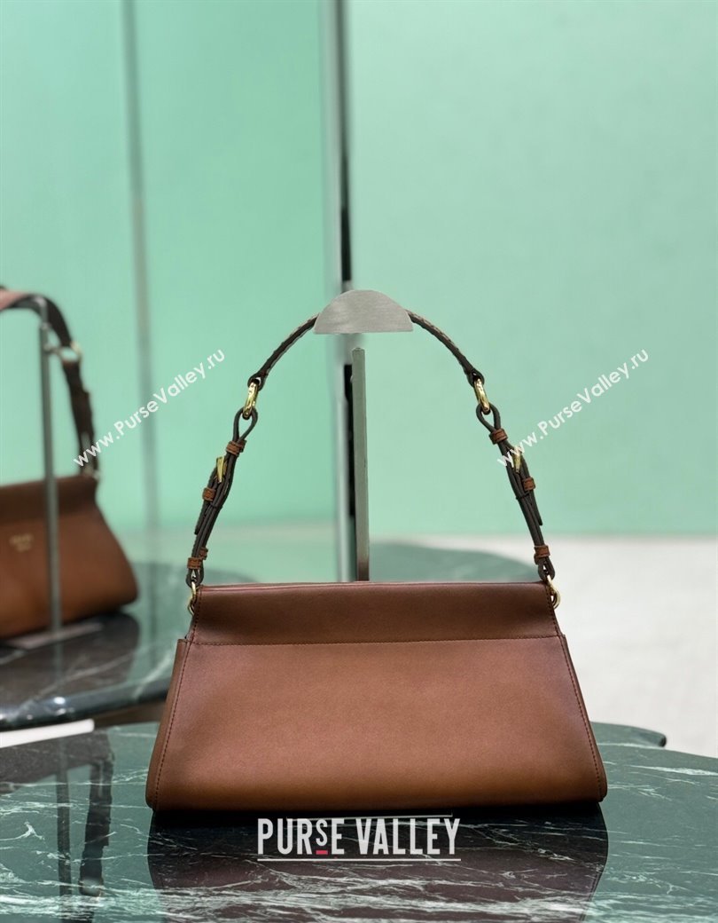 Prada Enchaîne medium leather bag Cognac Brown 2025 1BC262 (YZ-250927031)