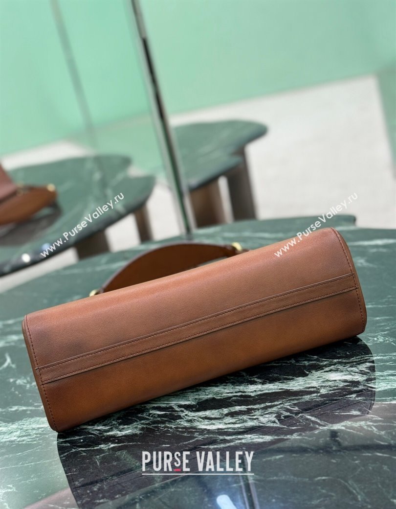 Prada Enchaîne medium leather bag Cognac Brown 2025 1BC262 (YZ-250927031)