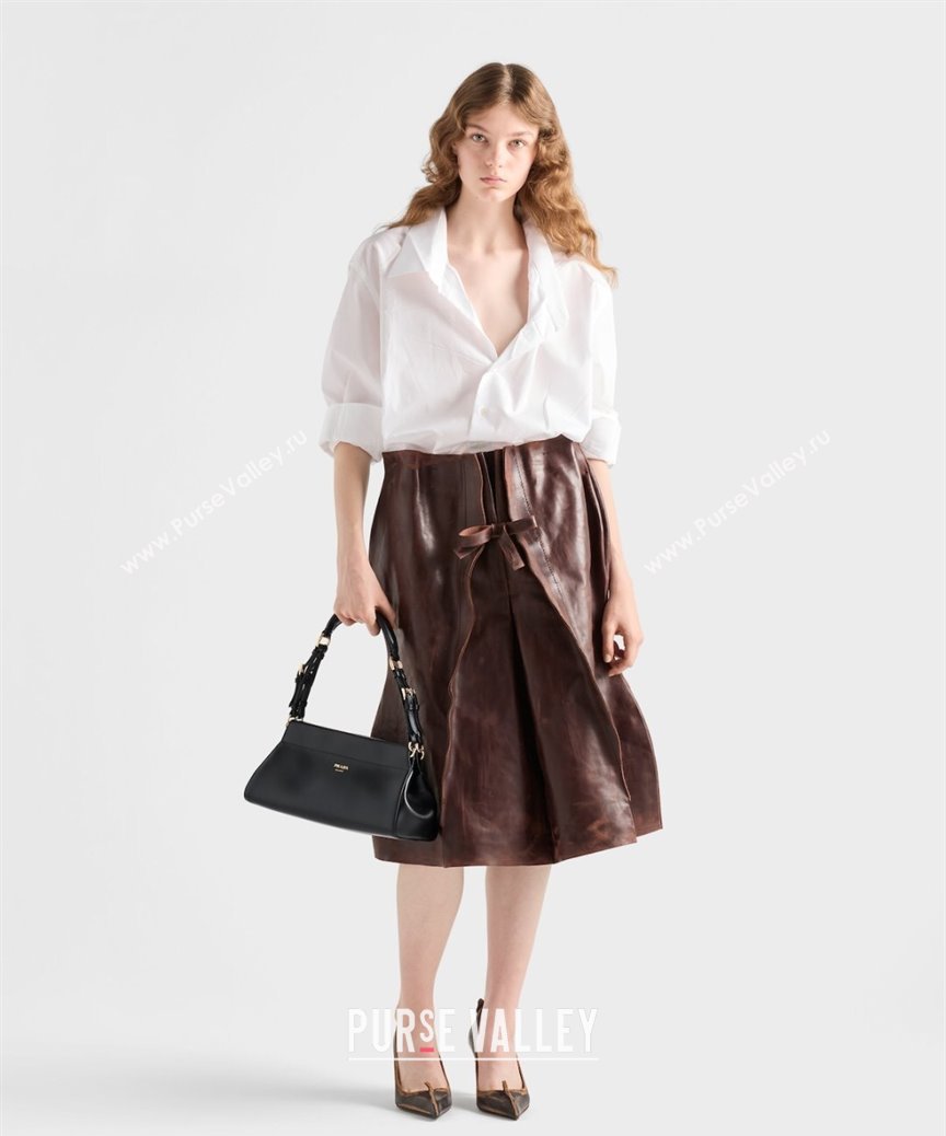 Prada Enchaîne medium leather bag Cognac Brown 2025 1BC262 (YZ-250927031)