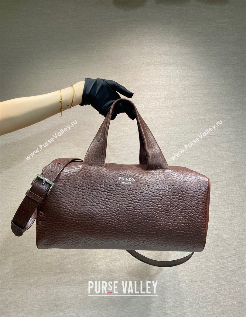 Prada Mens Small Maxi-Grianed leather duffle bag Brown 2025 2VC046 (YZ-250927024)