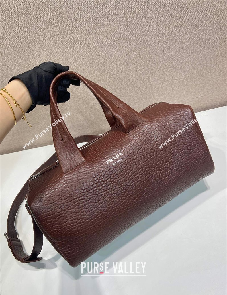 Prada Mens Small Maxi-Grianed leather duffle bag Brown 2025 2VC046 (YZ-250927024)