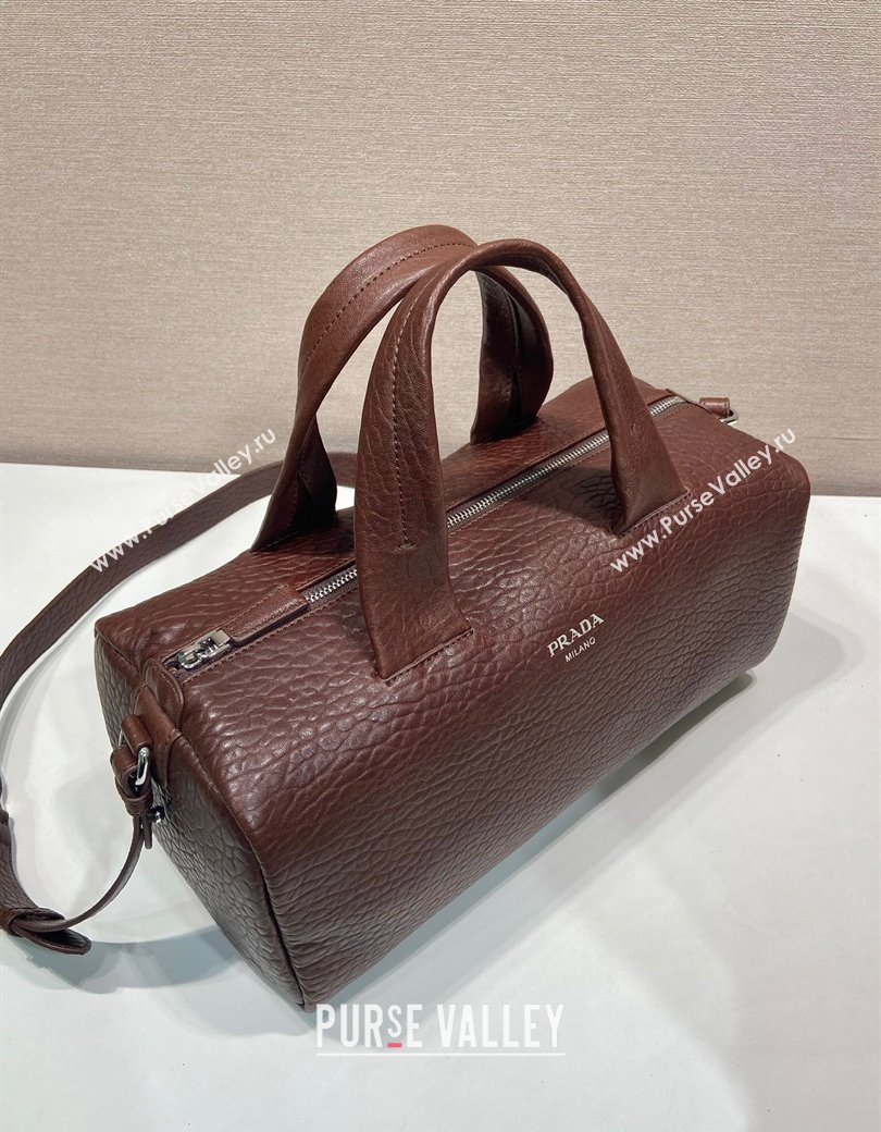 Prada Mens Small Maxi-Grianed leather duffle bag Brown 2025 2VC046 (YZ-250927024)