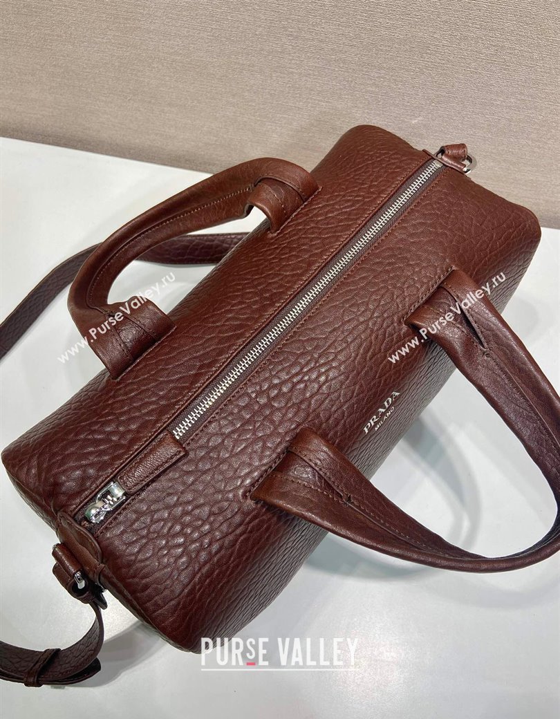 Prada Mens Small Maxi-Grianed leather duffle bag Brown 2025 2VC046 (YZ-250927024)