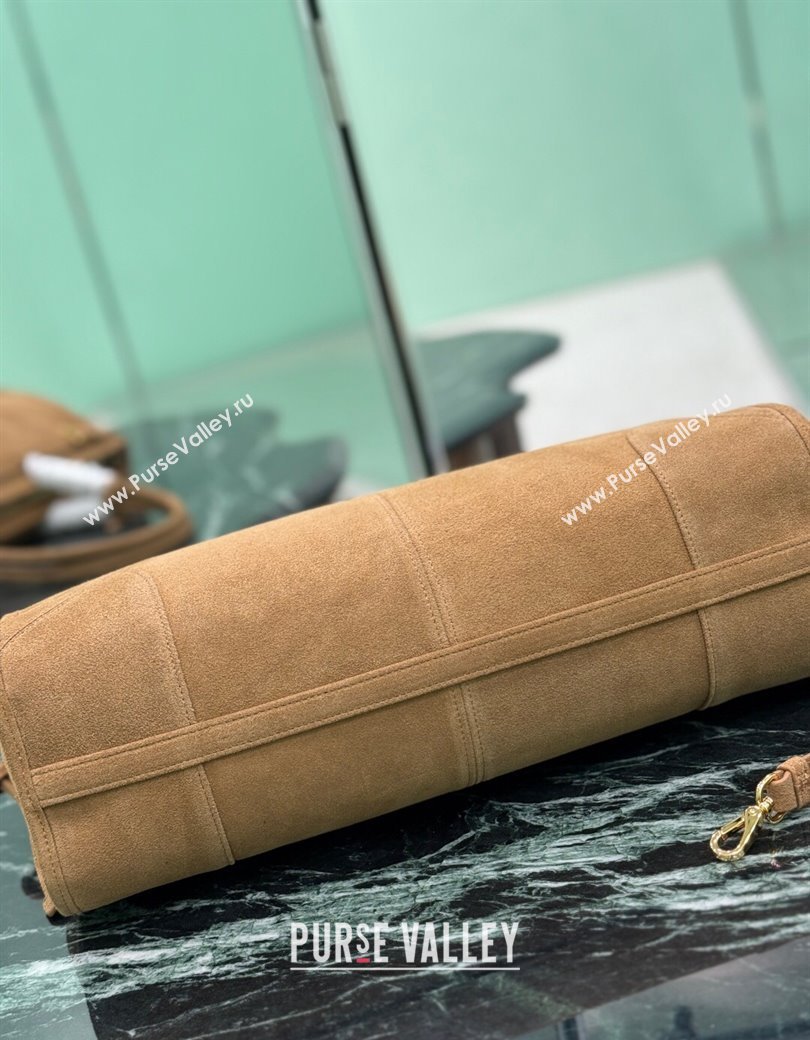 Prada Bonnie large suede handbag 1BA433 Cinnamon Brown 2025 (YZ-250927045)