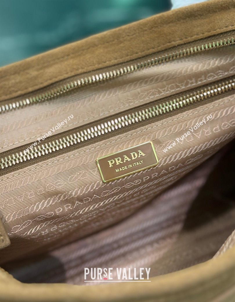 Prada Bonnie large suede handbag 1BA433 Cinnamon Brown 2025 (YZ-250927045)
