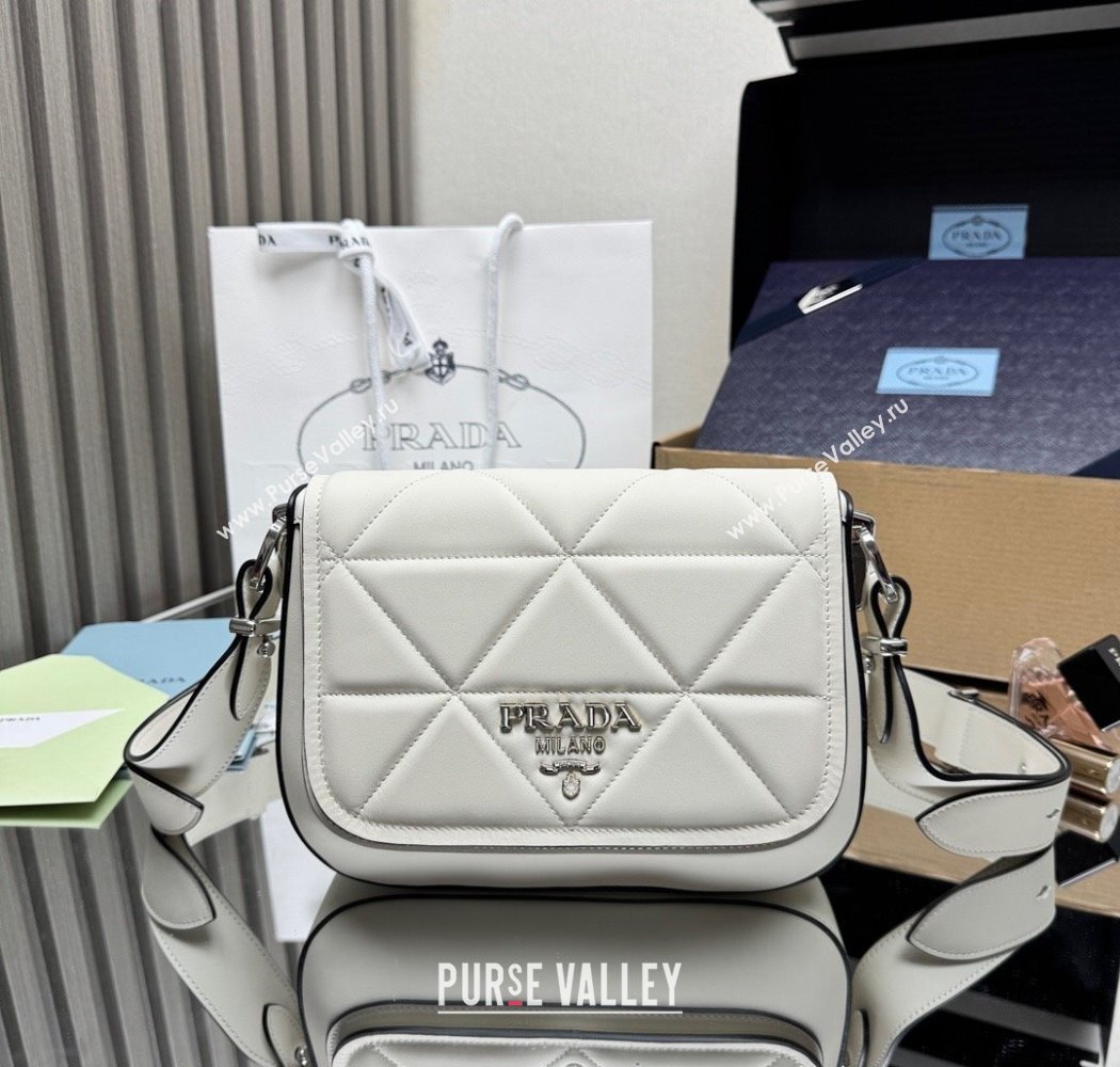 Prada Quilted Leather Flap Bag White 2025 1BD283 (YZ-250927025)