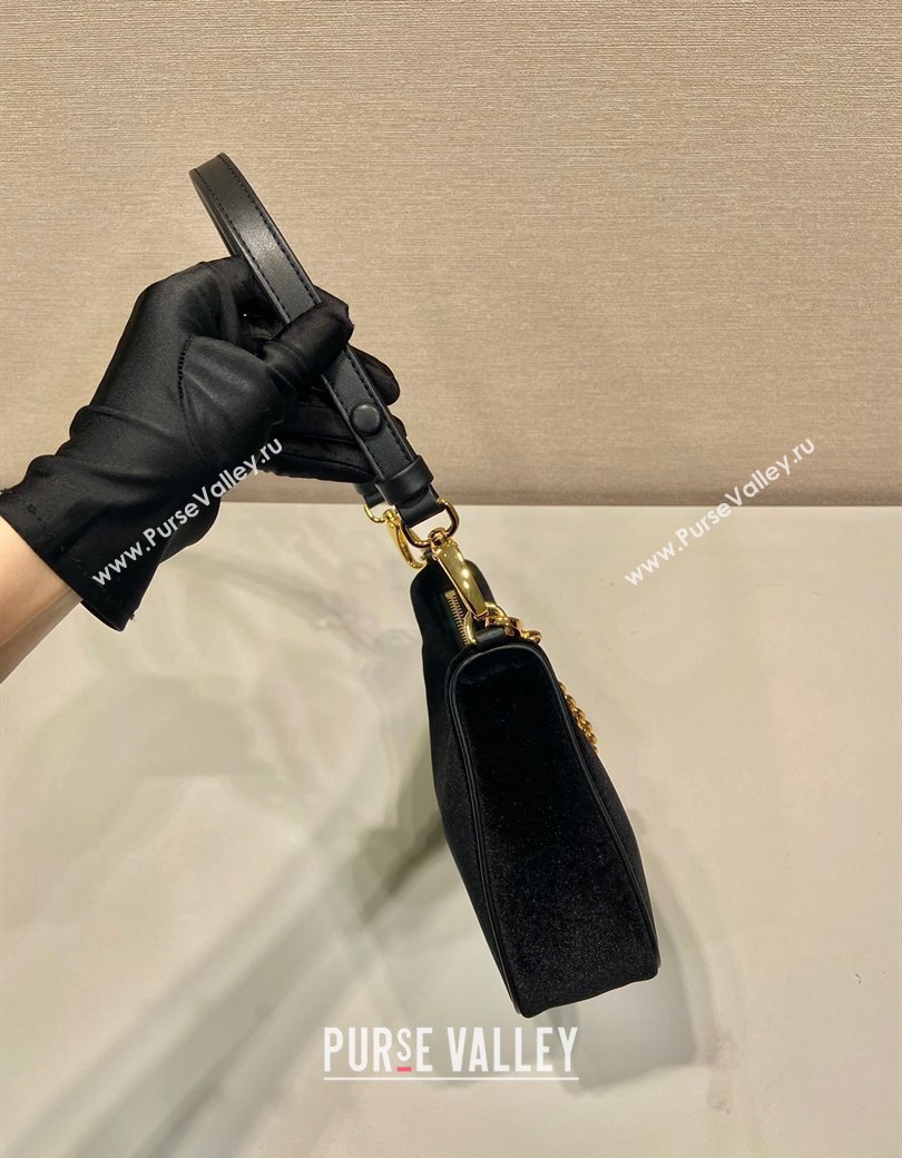 Prada Re-Edition mini velvet bag Black 2025 1BC204 (YZ-250927047)