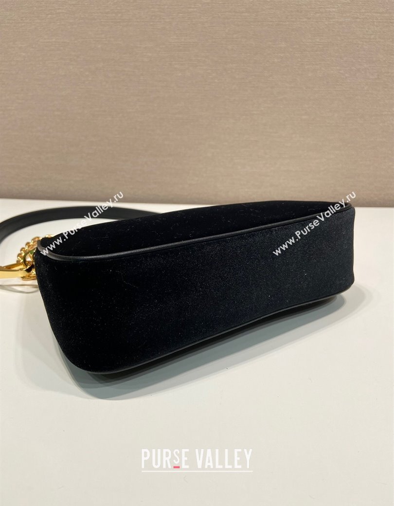 Prada Re-Edition mini velvet bag Black 2025 1BC204 (YZ-250927047)