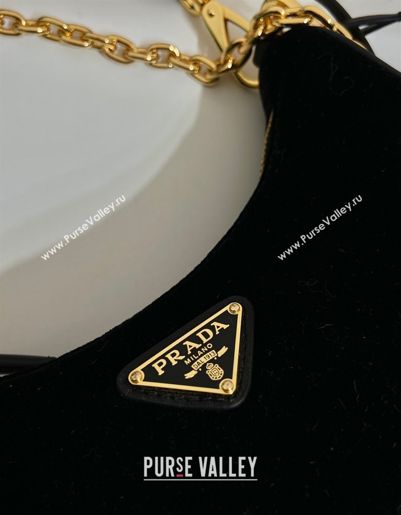 Prada Re-Edition mini velvet bag Black 2025 1BC204 (YZ-250927047)