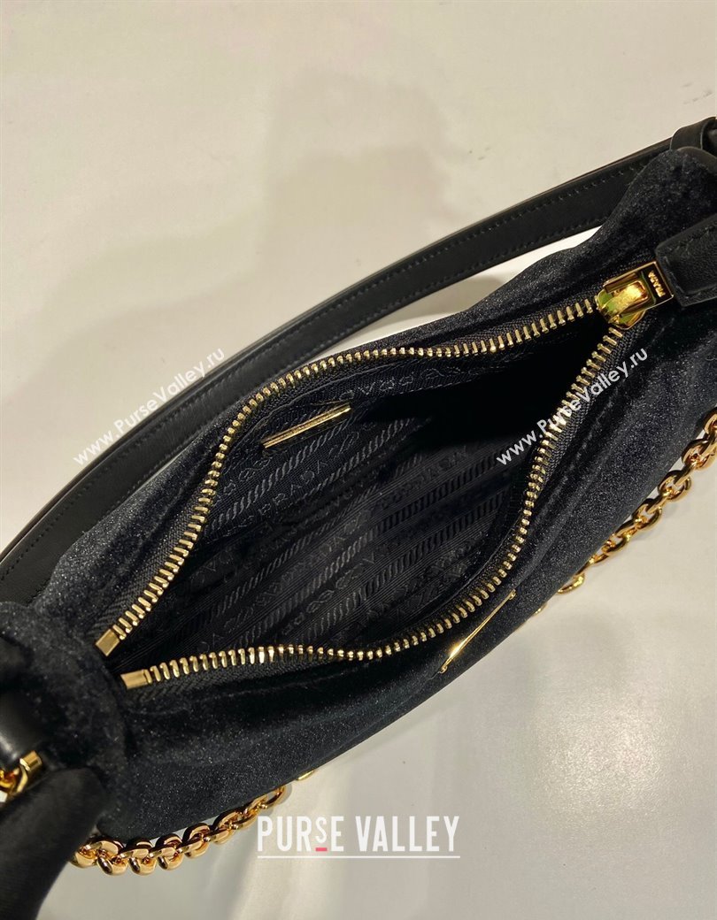 Prada Re-Edition mini velvet bag Black 2025 1BC204 (YZ-250927047)