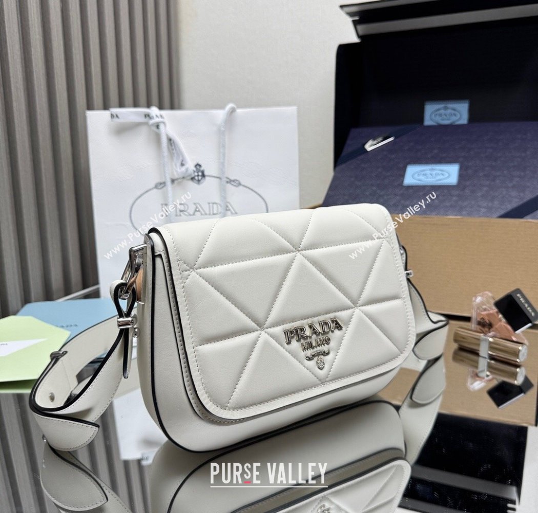 Prada Quilted Leather Flap Bag White 2025 1BD283 (YZ-250927025)
