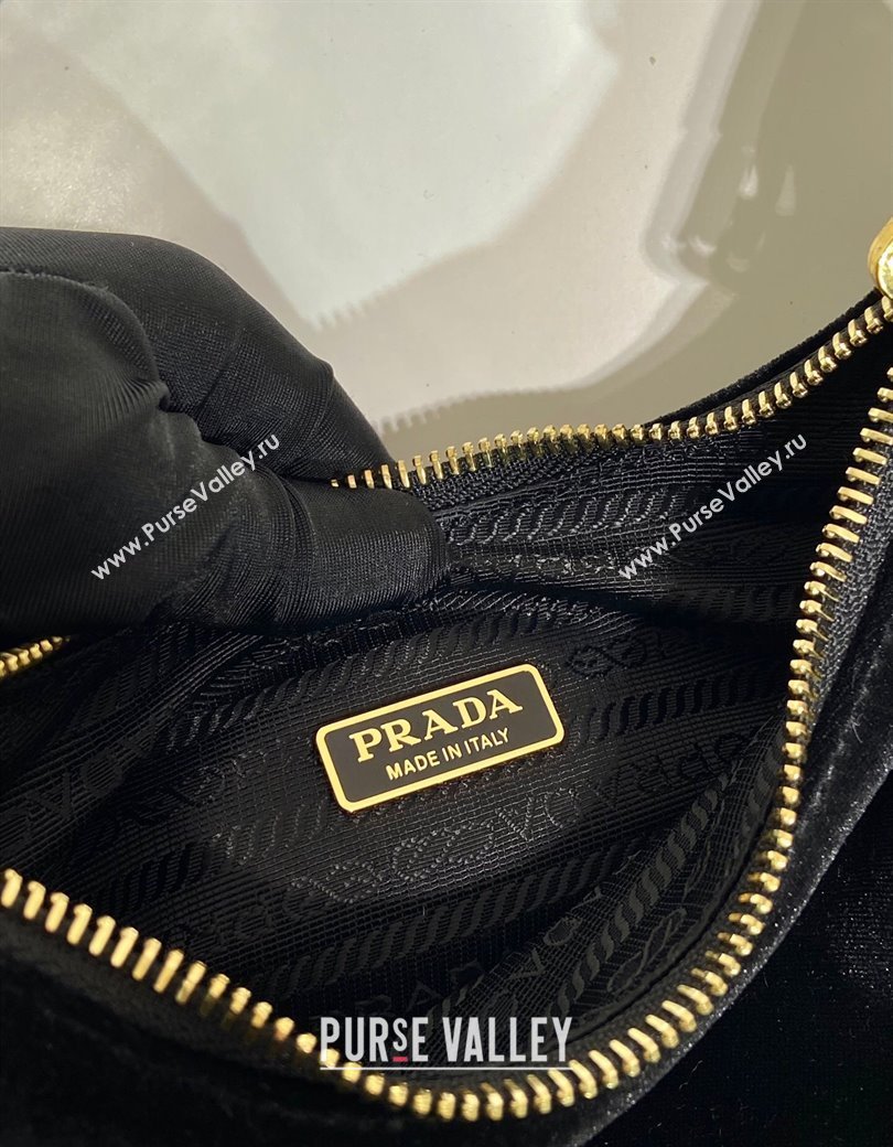 Prada Re-Edition mini velvet bag Black 2025 1BC204 (YZ-250927047)
