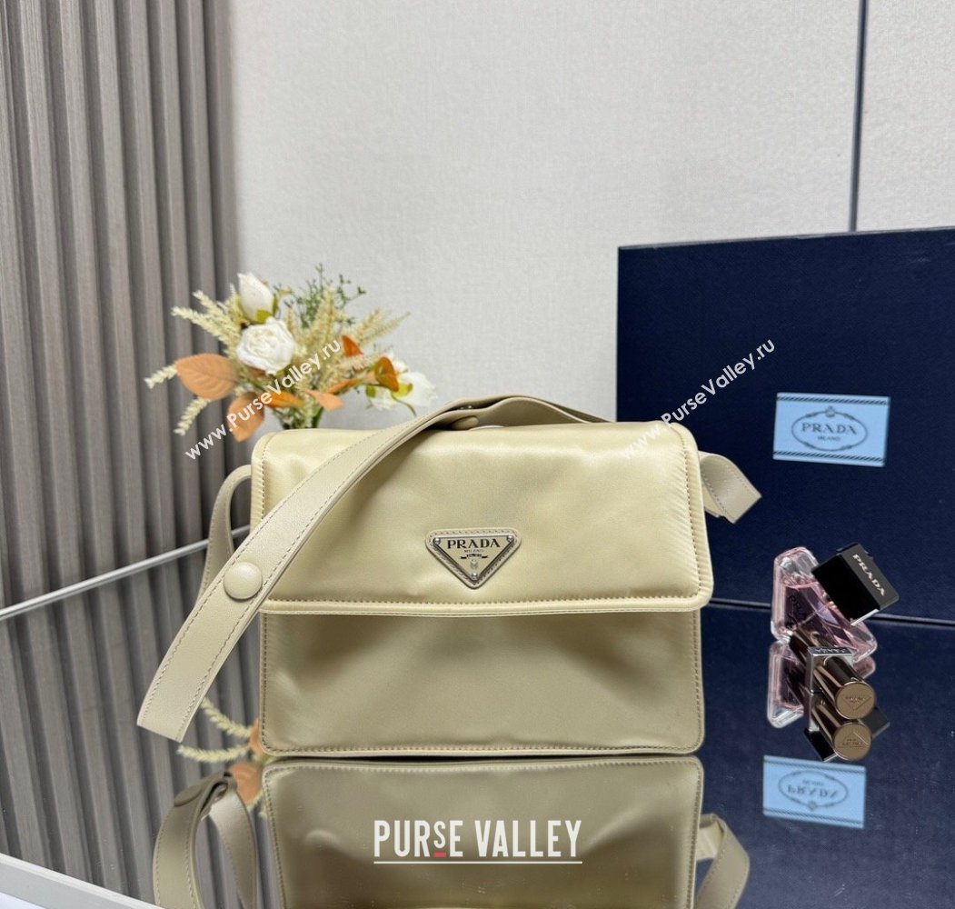 Prada Traveller small padded Re-Nylon shoulder bag Light Yellow 2025 1BD313 (YZ-250927049)