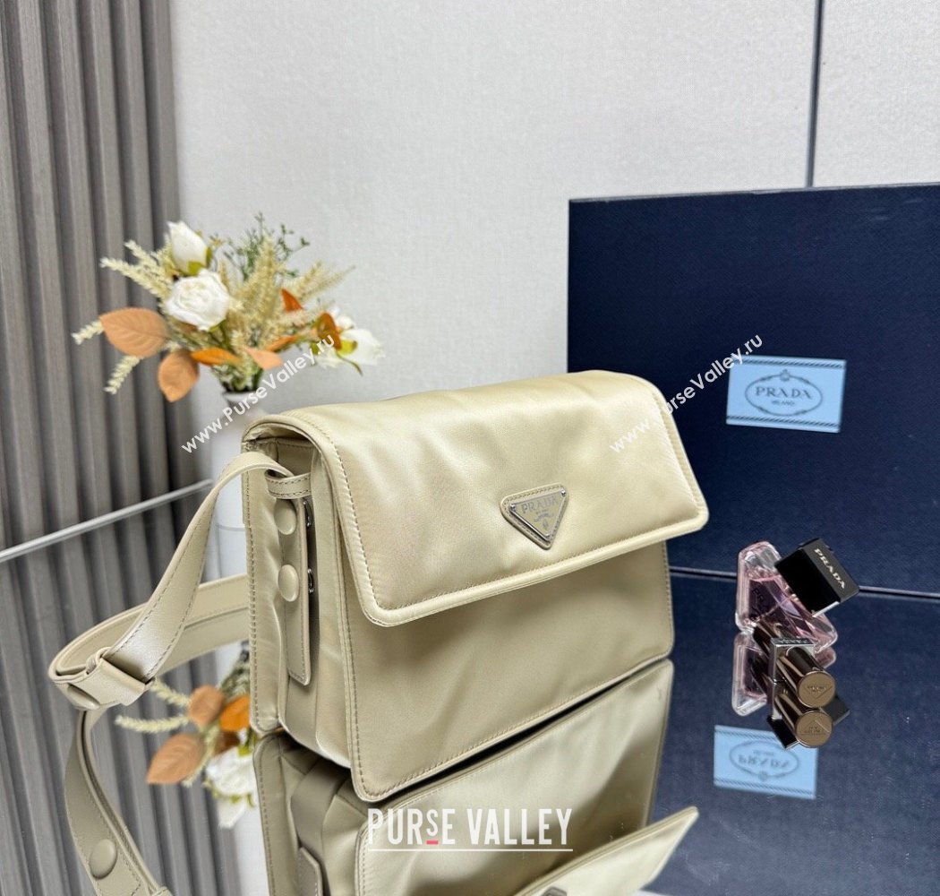Prada Traveller small padded Re-Nylon shoulder bag Light Yellow 2025 1BD313 (YZ-250927049)