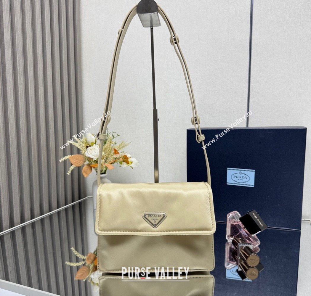 Prada Traveller small padded Re-Nylon shoulder bag Light Yellow 2025 1BD313 (YZ-250927049)