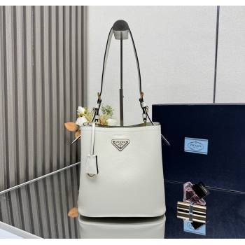Prada Medium leather bucket bag White 2025 1BE080 (YZ-250927057)
