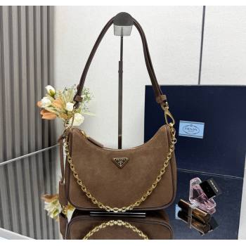 Prada Re-Edition suede mini-bag Cinnamon Brown 2025 1BC204 (YZ-250927059)