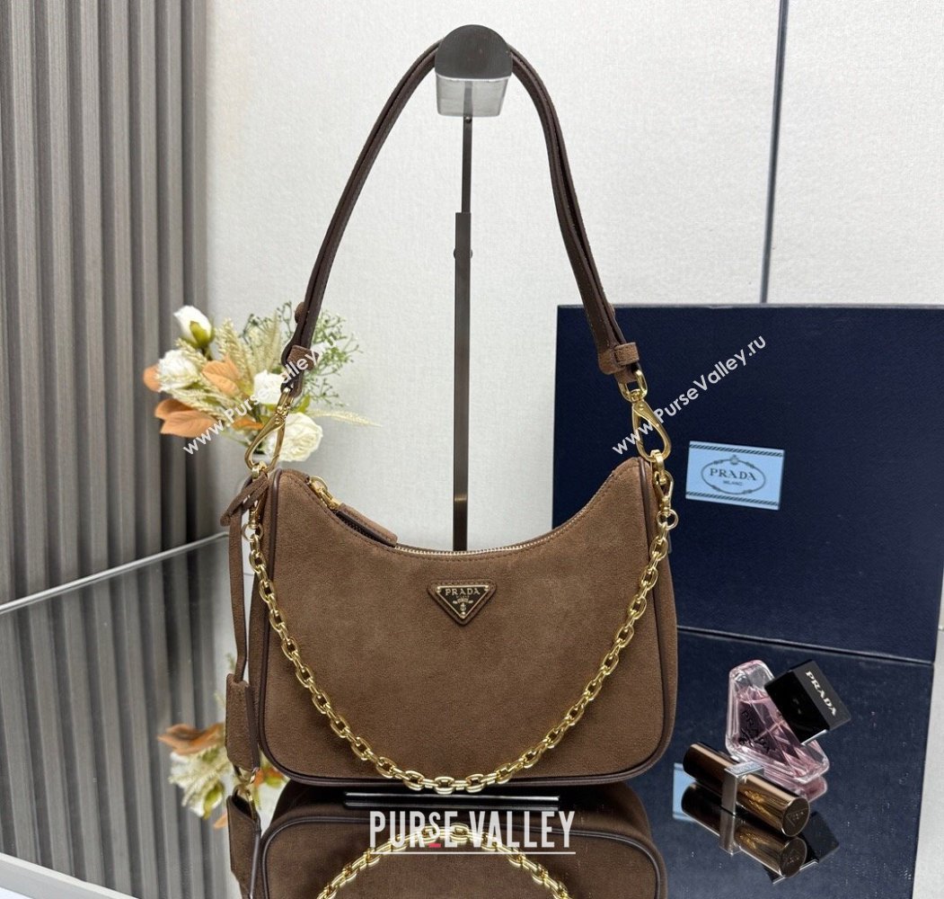 Prada Re-Edition suede mini-bag Cinnamon Brown 2025 1BC204 (YZ-250927059)