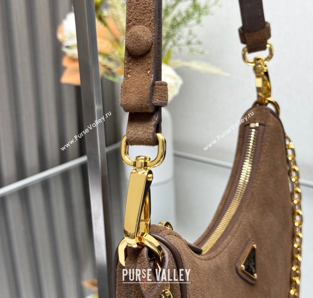 Prada Re-Edition suede mini-bag Cinnamon Brown 2025 1BC204 (YZ-250927059)