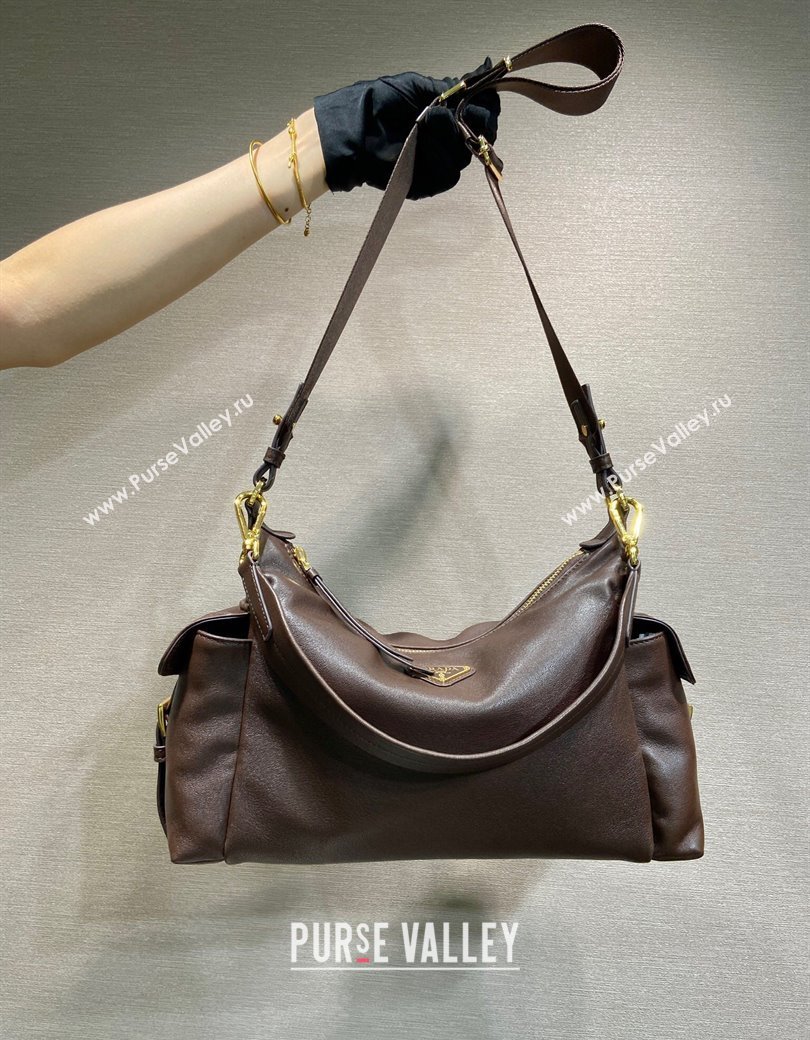 Prada Explore large nappa leather shoulder bag Sienna Brown 2025 1BC264 (YZ-250927062)