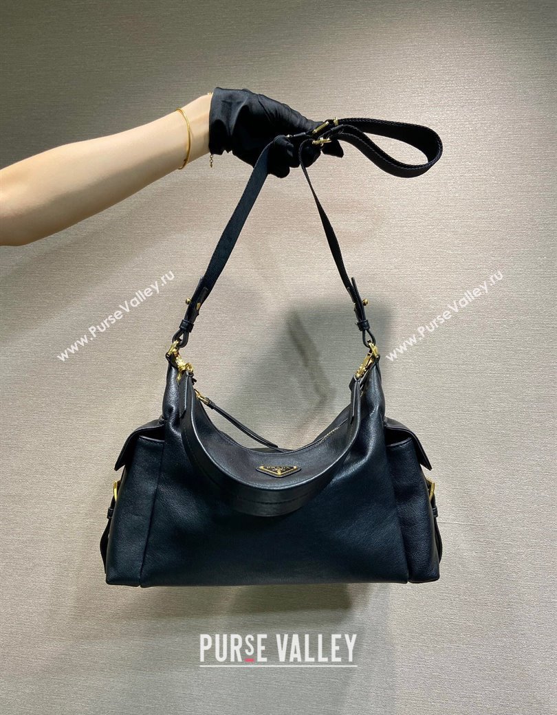 Prada Explore large nappa leather shoulder bag Black 2025 1BC264 (YZ-250927063)