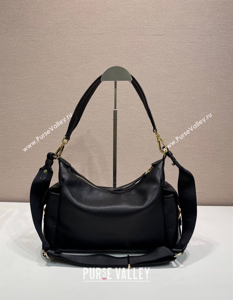 Prada Explore large nappa leather shoulder bag Black 2025 1BC264 (YZ-250927063)