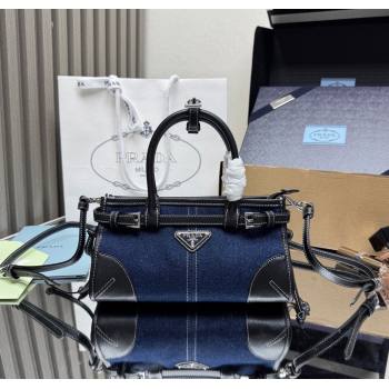 Prada Bonnie small denim handbag Blue/Black 2025 1BA486 (YZ-250927027)