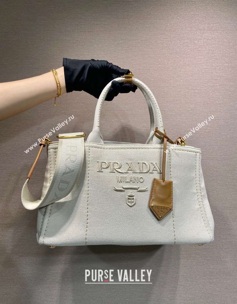 Prada Jardiniere large canvas handbag White 2025 1BG554 (YZ-250929003)