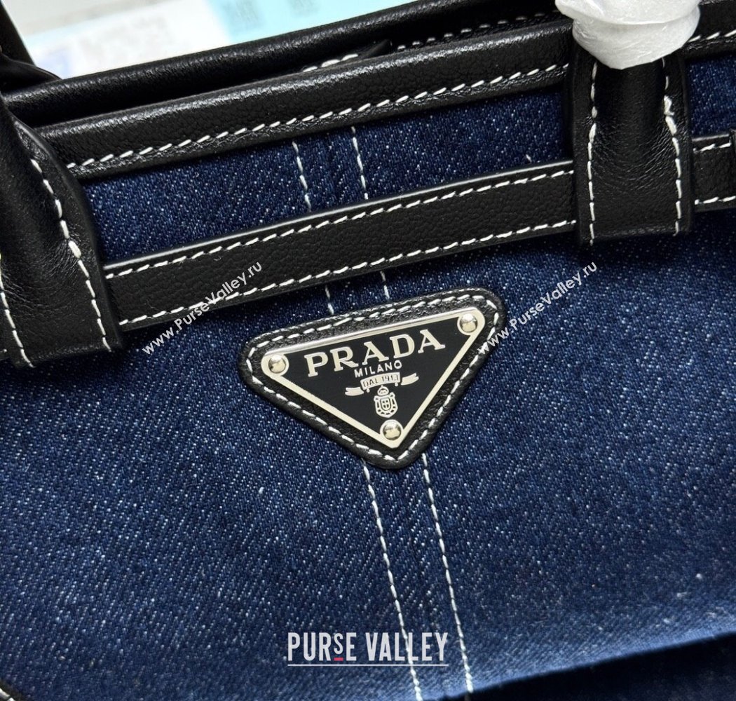 Prada Bonnie small denim handbag Blue/Black 2025 1BA486 (YZ-250927027)