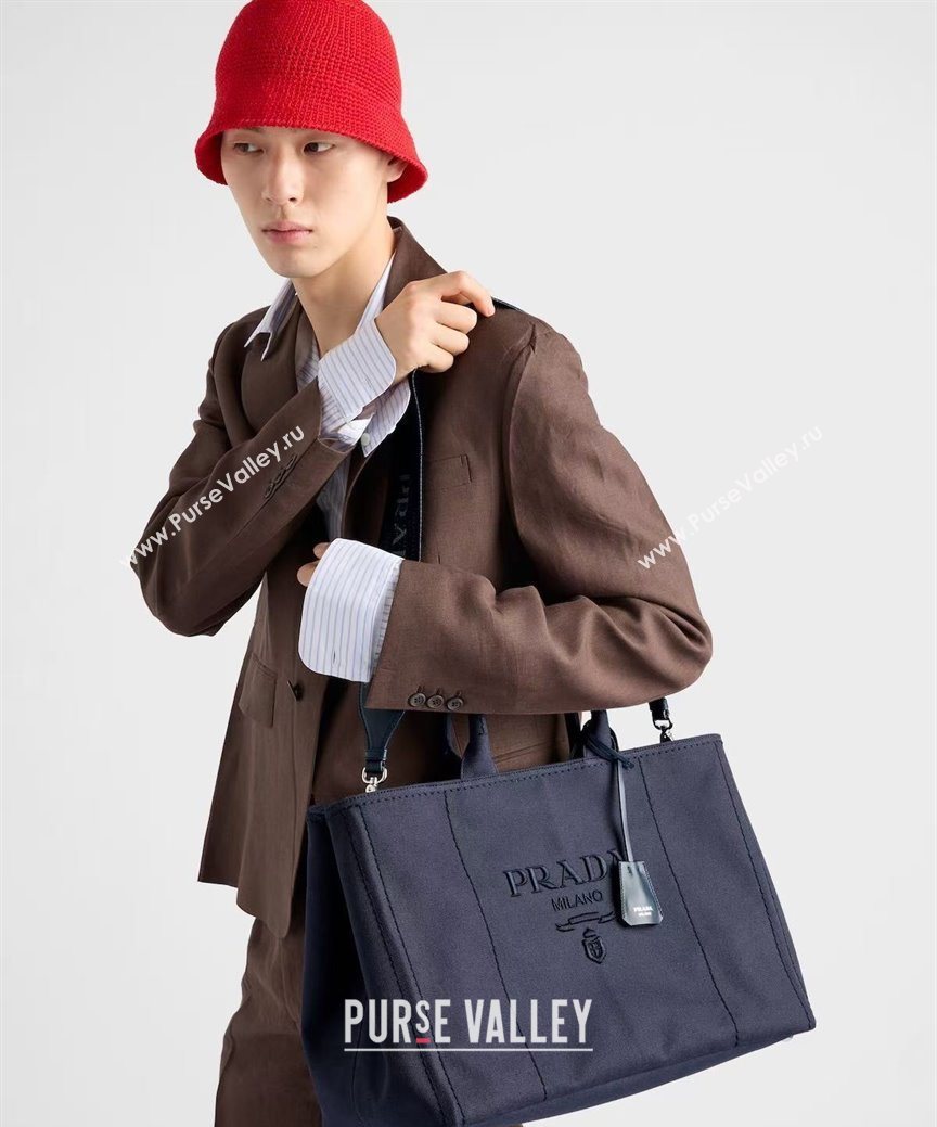 Prada Mens Jardiniere extra-large cotton canvas tote bag Baltic Blue 2025 2VG131 (YZ-250929006)