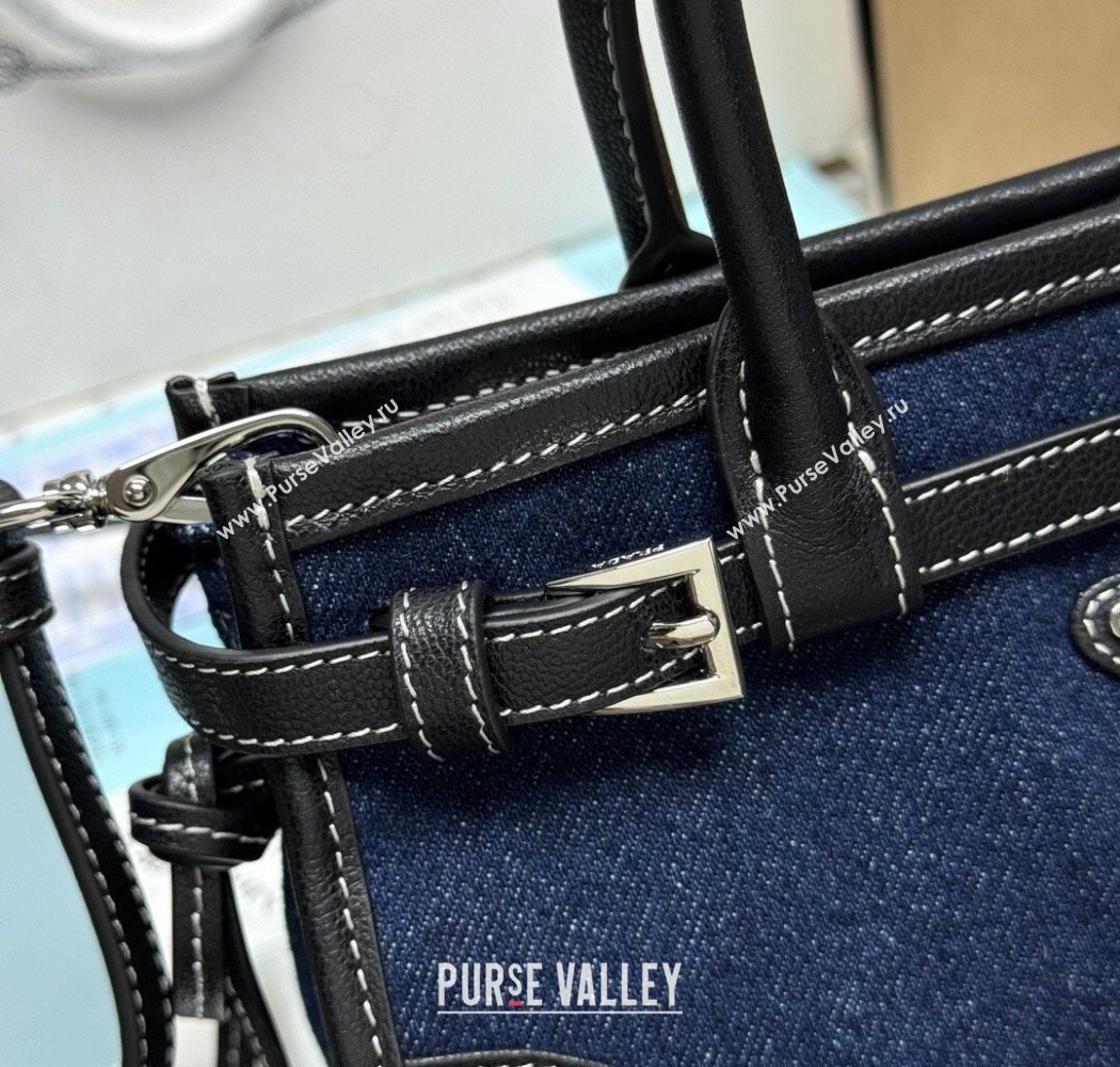 Prada Bonnie small denim handbag Blue/Black 2025 1BA486 (YZ-250927027)