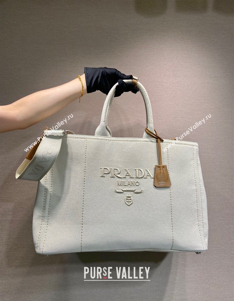Prada Mens Jardiniere extra-large cotton canvas tote bag White 2025 2VG131 (YZ-250929007)
