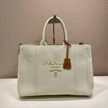 Prada Mens Jardiniere extra-large cotton canvas tote bag White 2025 2VG131 (YZ-250929007)