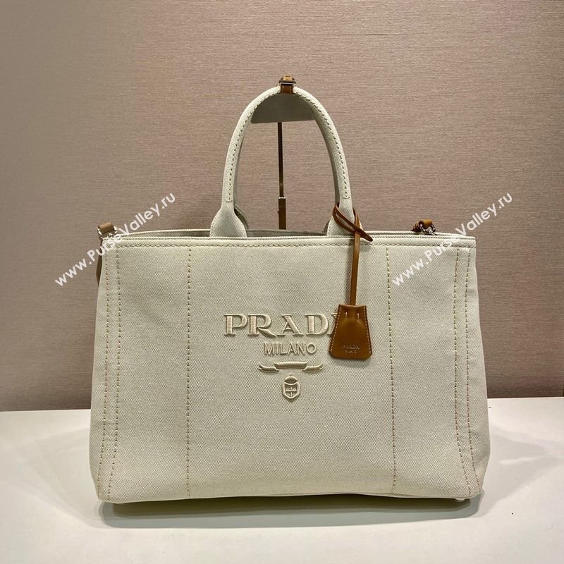 Prada Mens Jardiniere extra-large cotton canvas tote bag White 2025 2VG131 (YZ-250929007)
