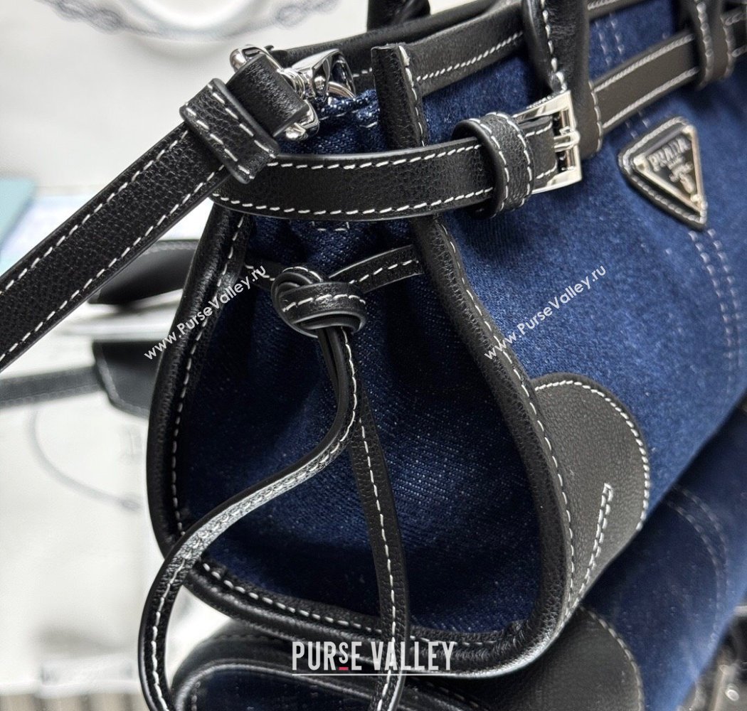 Prada Bonnie small denim handbag Blue/Black 2025 1BA486 (YZ-250927027)