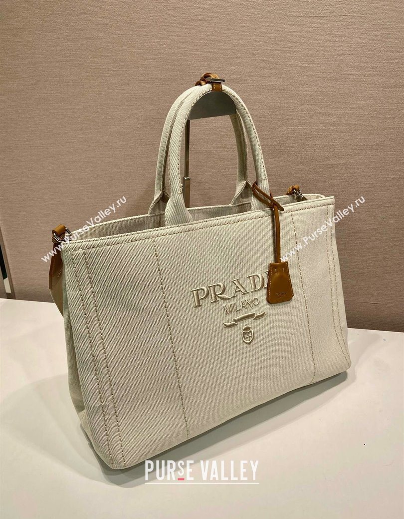 Prada Mens Jardiniere extra-large cotton canvas tote bag White 2025 2VG131 (YZ-250929007)