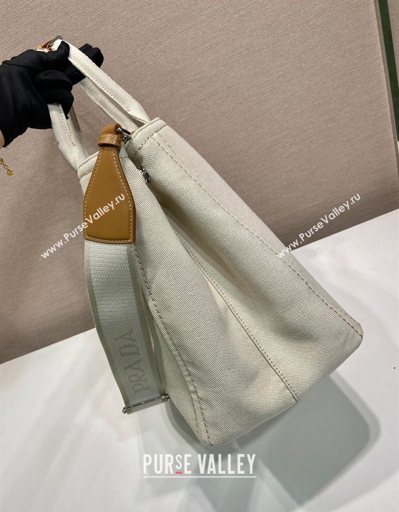 Prada Mens Jardiniere extra-large cotton canvas tote bag White 2025 2VG131 (YZ-250929007)
