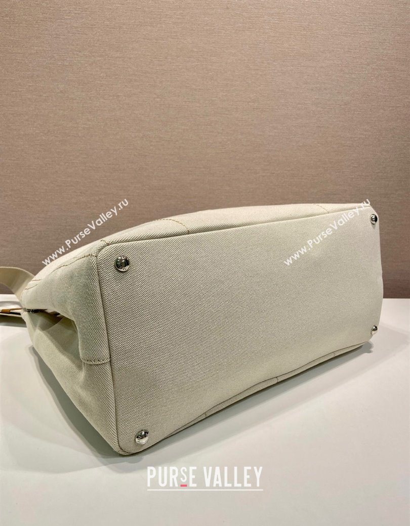 Prada Mens Jardiniere extra-large cotton canvas tote bag White 2025 2VG131 (YZ-250929007)