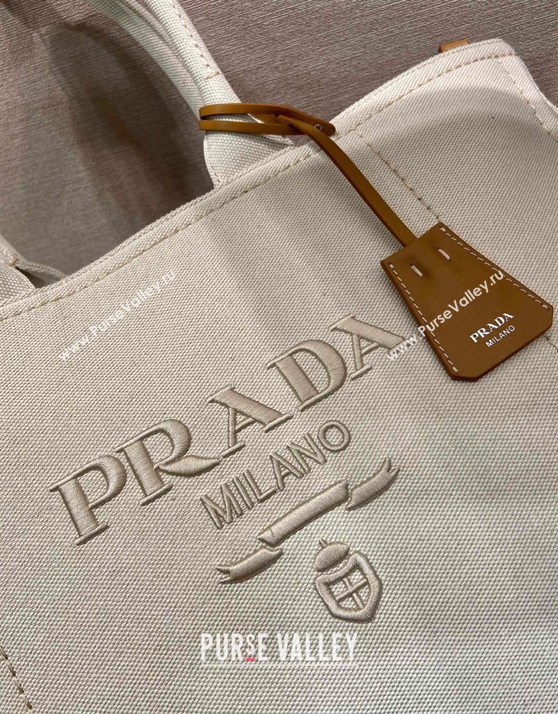 Prada Mens Jardiniere extra-large cotton canvas tote bag White 2025 2VG131 (YZ-250929007)