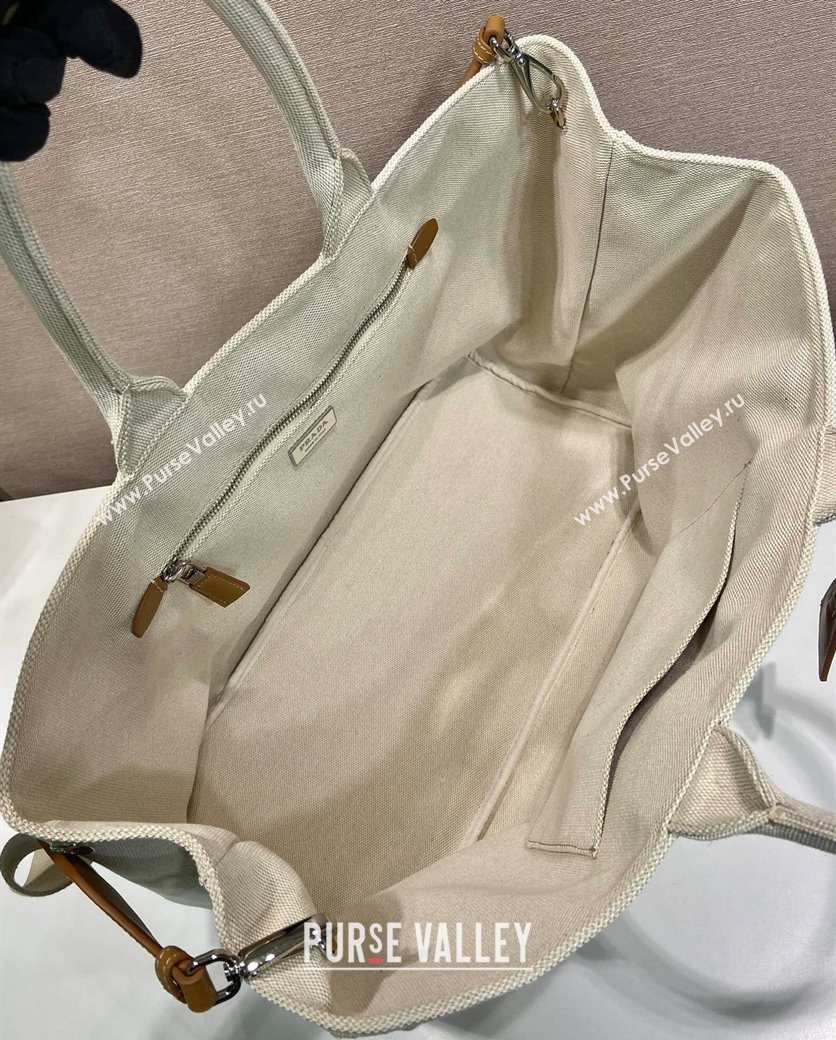 Prada Mens Jardiniere extra-large cotton canvas tote bag White 2025 2VG131 (YZ-250929007)