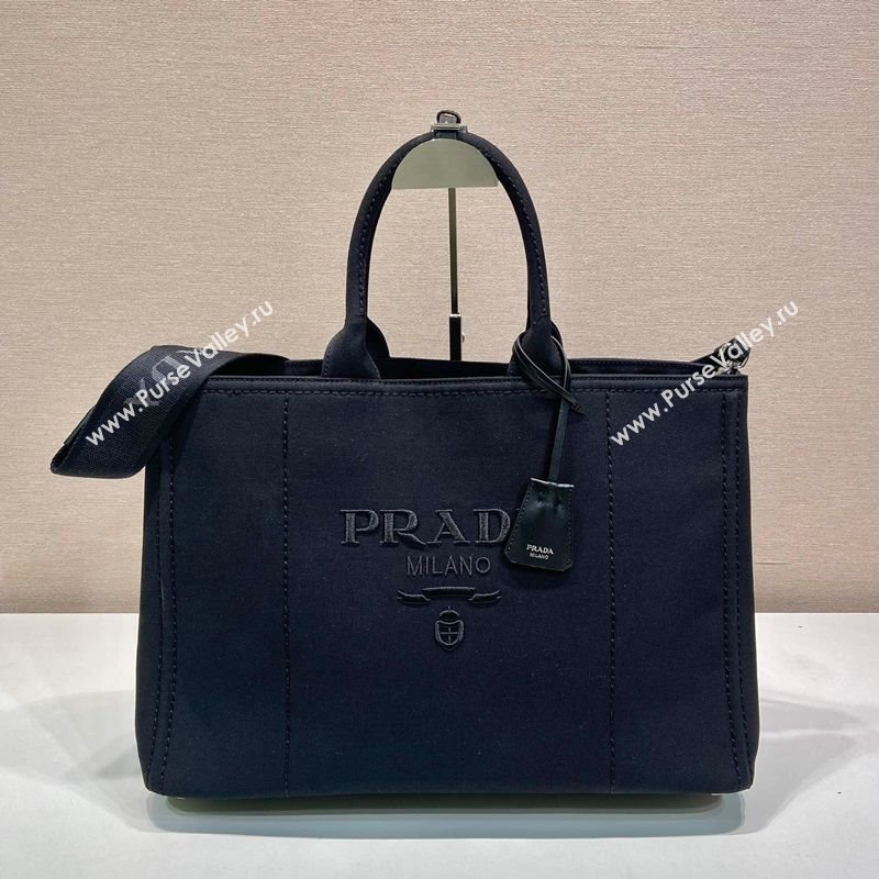 Prada Mens Jardiniere extra-large cotton canvas tote bag Black 2025 2VG131 (YZ-250929008)