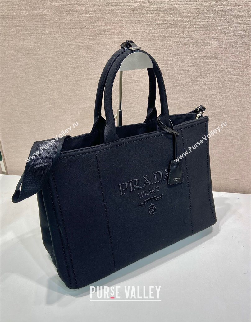 Prada Mens Jardiniere extra-large cotton canvas tote bag Black 2025 2VG131 (YZ-250929008)