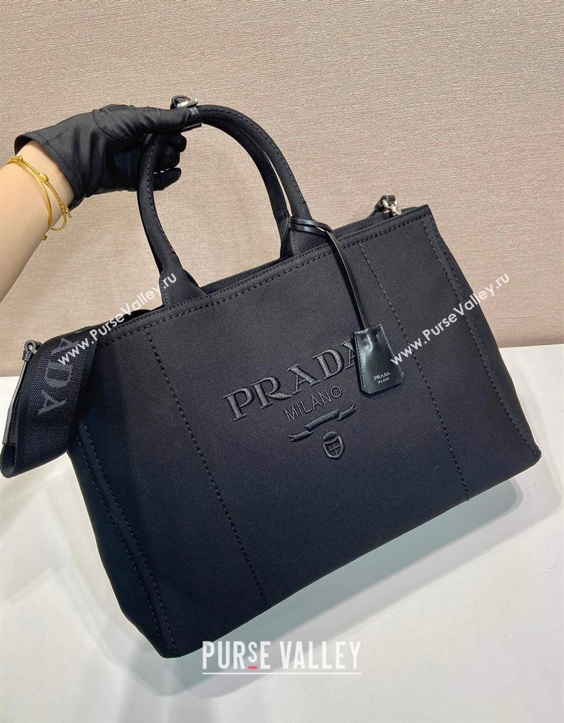 Prada Mens Jardiniere extra-large cotton canvas tote bag Black 2025 2VG131 (YZ-250929008)