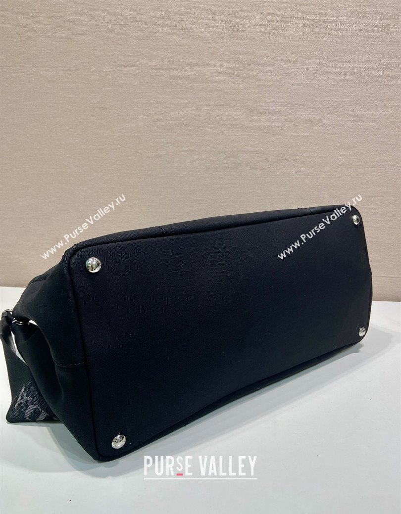 Prada Mens Jardiniere extra-large cotton canvas tote bag Black 2025 2VG131 (YZ-250929008)