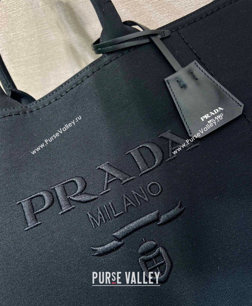Prada Mens Jardiniere extra-large cotton canvas tote bag Black 2025 2VG131 (YZ-250929008)