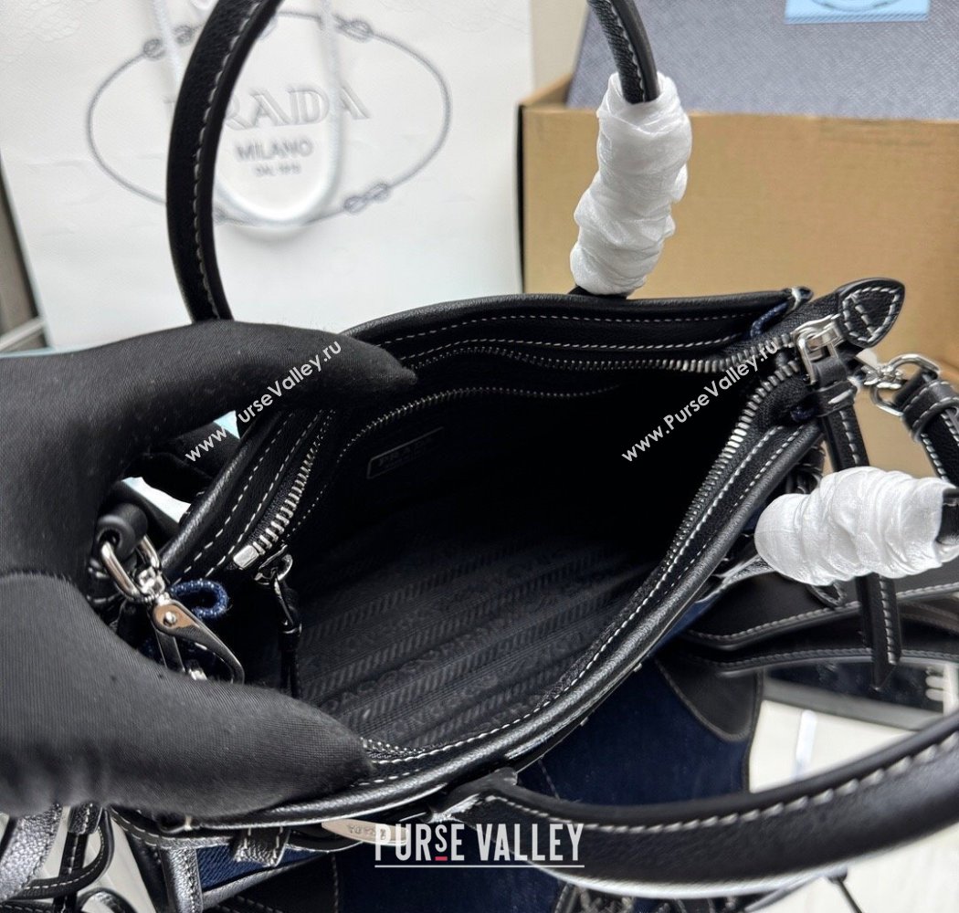Prada Bonnie small denim handbag Blue/Black 2025 1BA486 (YZ-250927027)