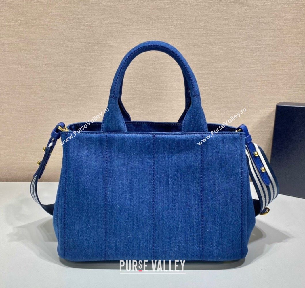 Prada Printed Fabric Tote Bag Denim Blue 2025 1BG439 (YZ-250929009)